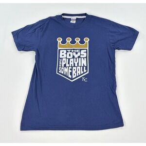 Charlie Hustle The Boys Are Playin Some Ball KC Royals T-Shirt Blue Men's M